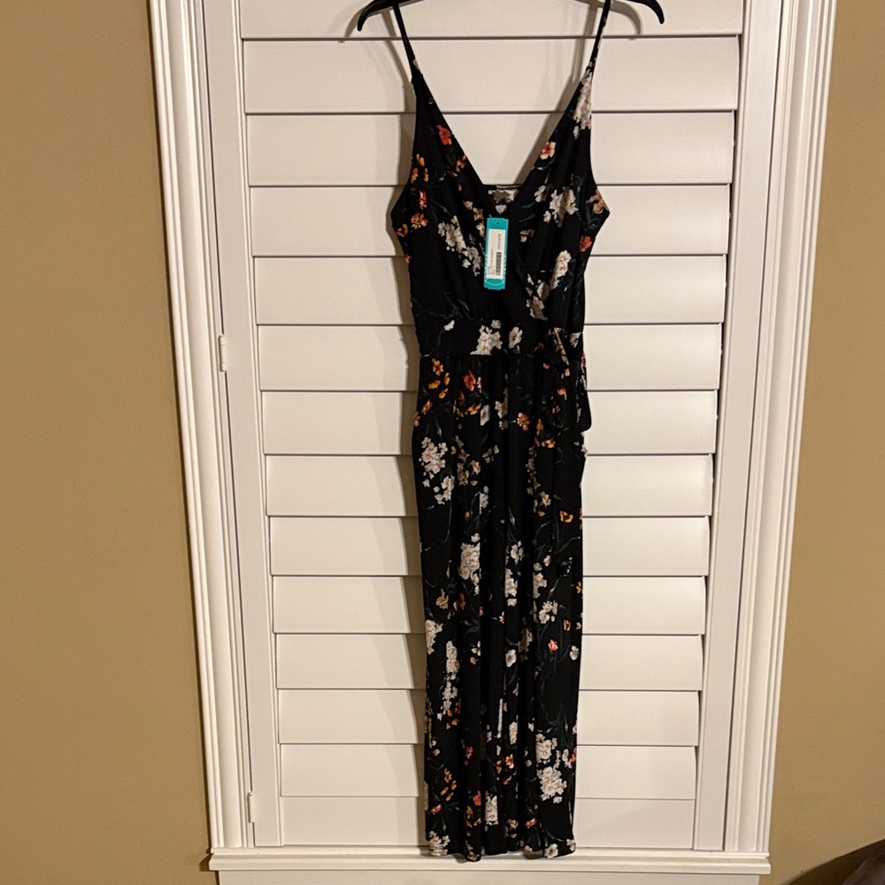 Floral Black crop jumpsuit